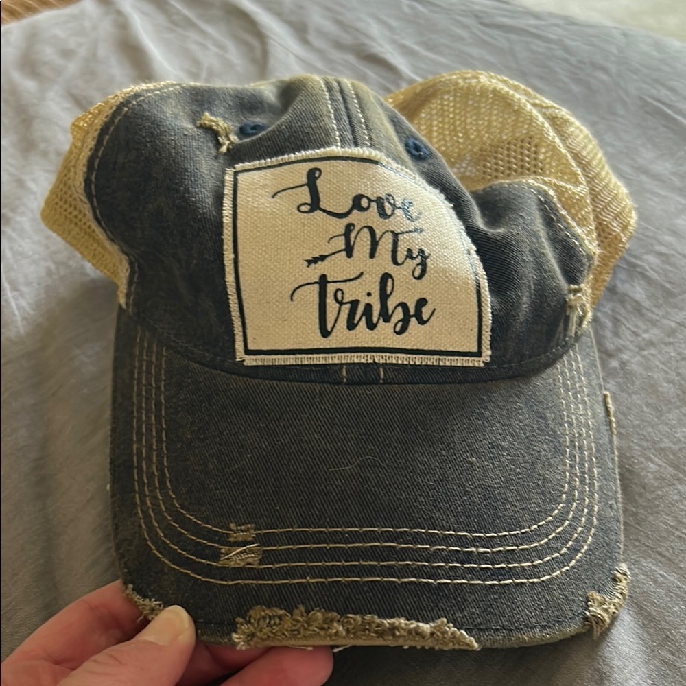 New w/o tags Distressed Denim and Mesh Cap